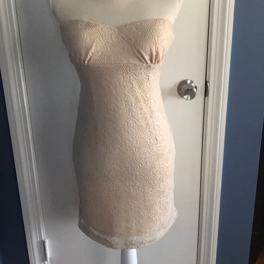 Juniors Lace Strapless Dress